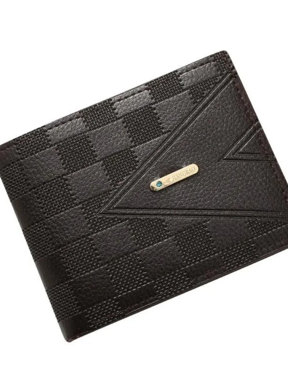 Men's Black Textured Leather Card & Key Holder Wallet